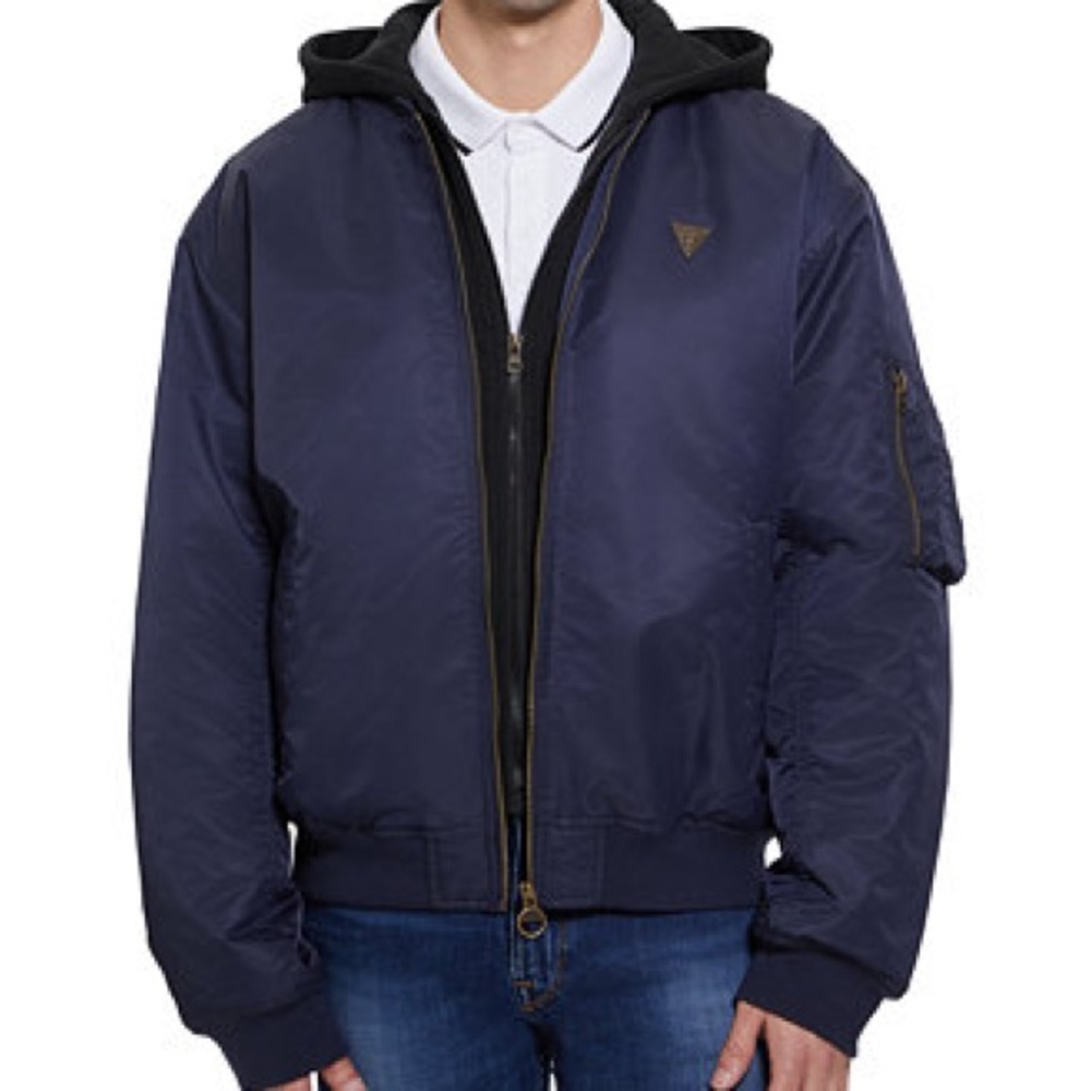 Men's Guess Navy Bomber Jacket - Picture 4 of 4